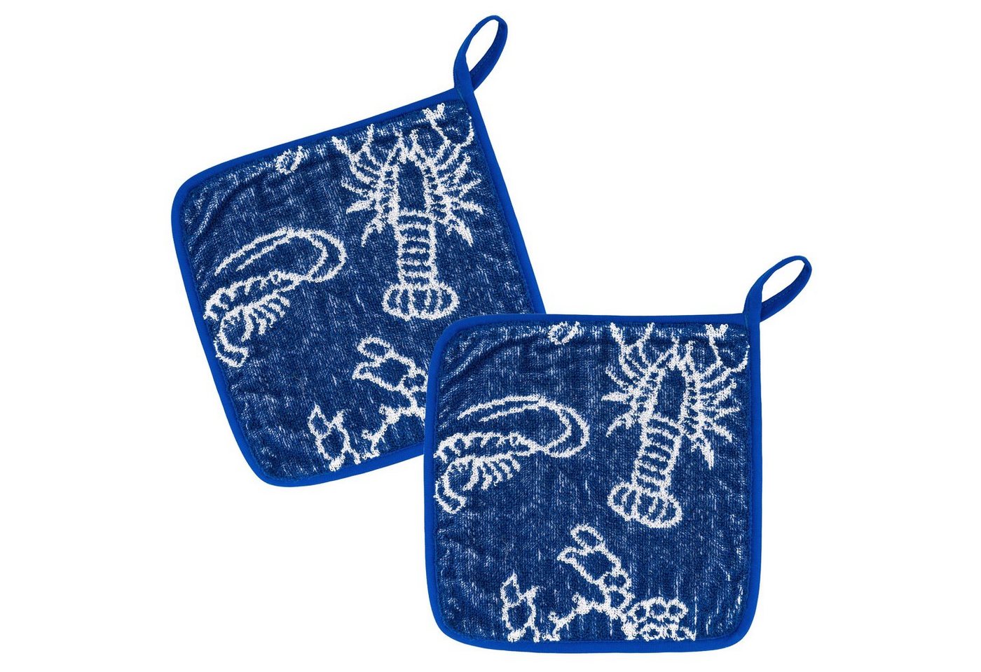 Kracht Topflappen Seafood, (Set, 2-tlg., Set), 2er Set Topflappen, Baumwoll Frottier, ca. 22x22 cm von Kracht
