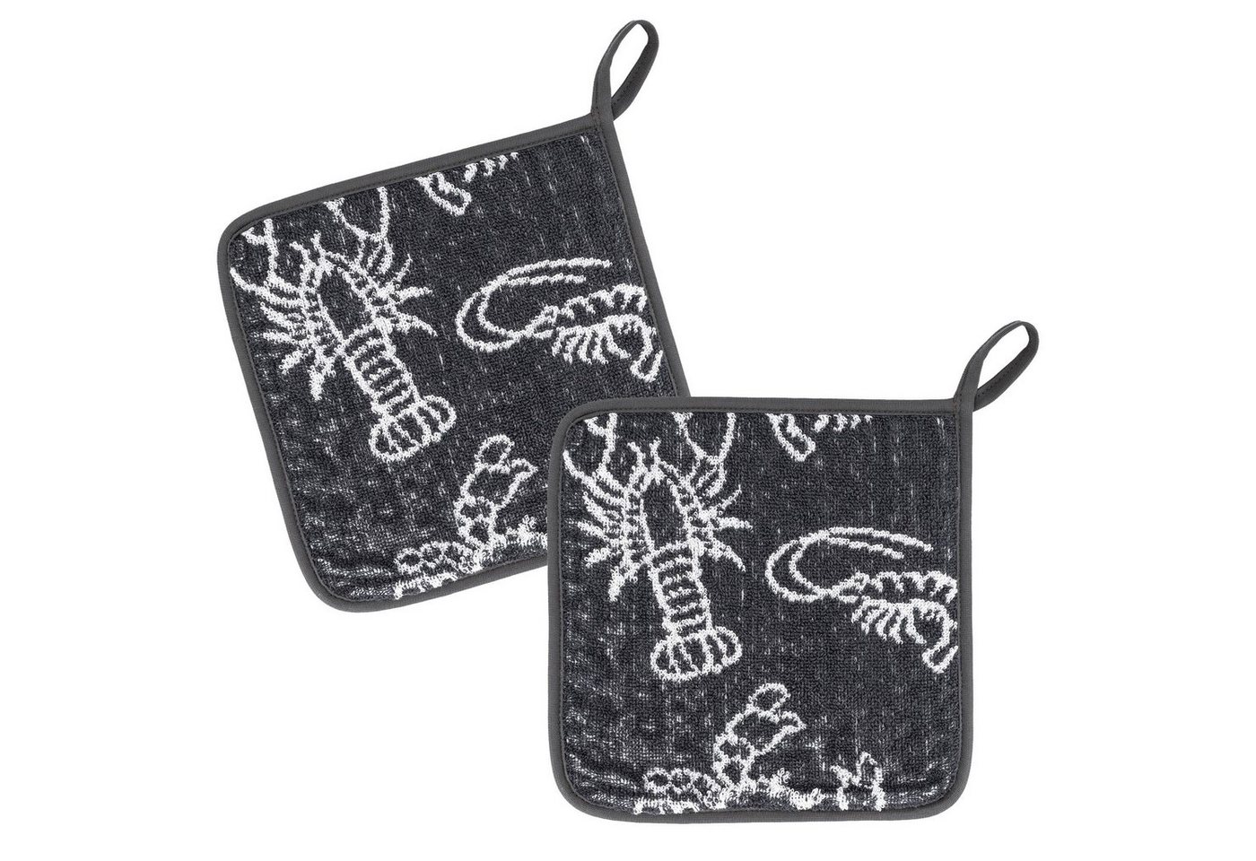 Kracht Topflappen Seafood, (Set, 2-tlg., Set), 2er Set Topflappen, Baumwoll Frottier, ca. 22x22 cm von Kracht