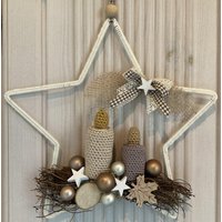 Handgefertigter Deko Fenster Hänger Stern Weihnachten Häkel Kerze Kerzenschein -546 von Kraenzchenfein