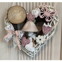 Handgefertigter Romantik Türkranz Rattan Herz Deko Pilz Schmetterling Home -152 von Kraenzchenfein