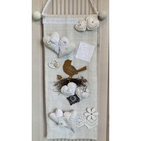 Handgefertigter Romantik Wandbehang Aus Alten Bauernleinen Shabby Vintage Look -252 von Kraenzchenfein