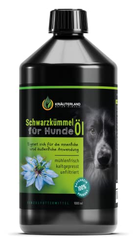 Kräuterland - Schwarzkümmelöl für Hunde 1000ml - 100% rein, ungefiltert, kaltgepresst - mühlenfrisch direkt vom Hersteller - Fütterung & Fellpflege von KRÄUTERLAND N A T U R - Ö L M Ü H L E
