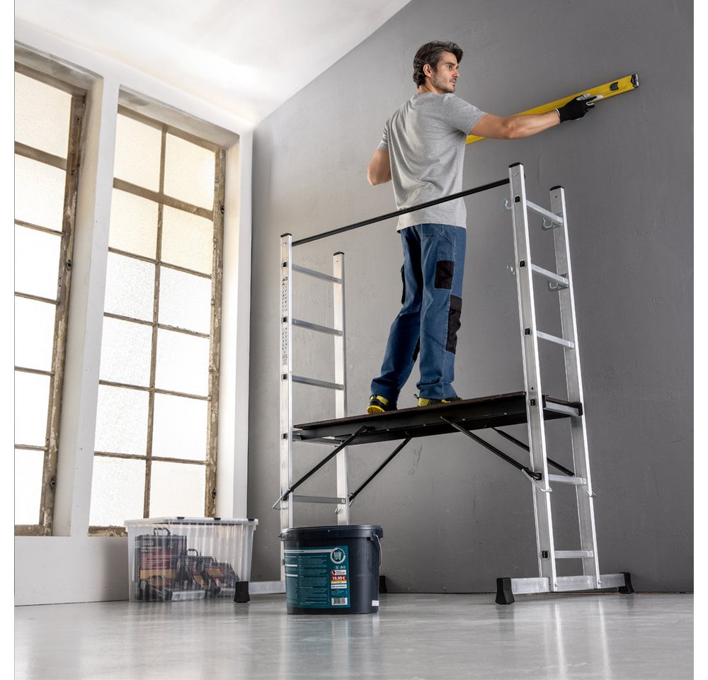 Kraft Werkzeuge Vielzweckleiter Aluminium Multifunktionsleiter 3 in 1 Traglast 150 kg Leitergerüst Kraft Werkzeuge Vielzweckleiter Aluminium Multifunktionsleiter 3 in 1 Traglast 150 kg Leitergerüst von Kraft Werkzeuge