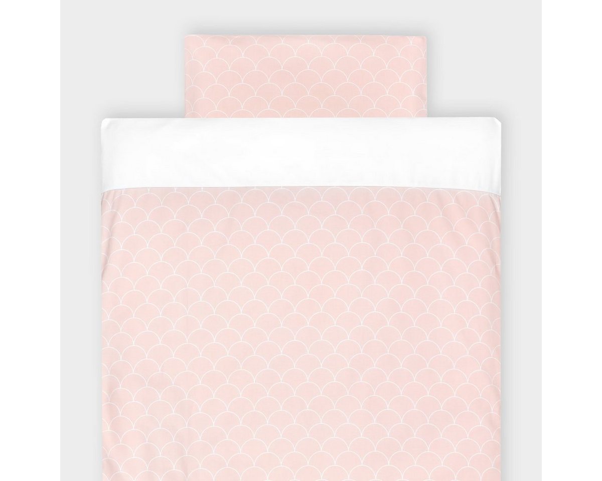Babybettwäsche weiße Halbkreise auf Rosa, KraftKids, 100% Baumwolle, hochwärtiger Stoff, weich von KraftKids