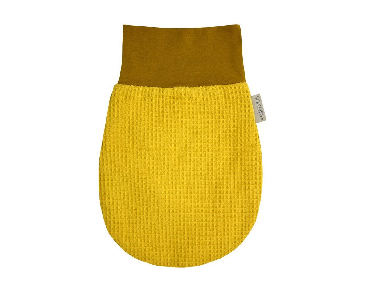 KraftKids Babyschlafsack Waffel Piqué mustard, Herbst/Winter-Variante, 100% Baumwolle, hochwärtiger Stoff, Innen warmer Fleece von KraftKids