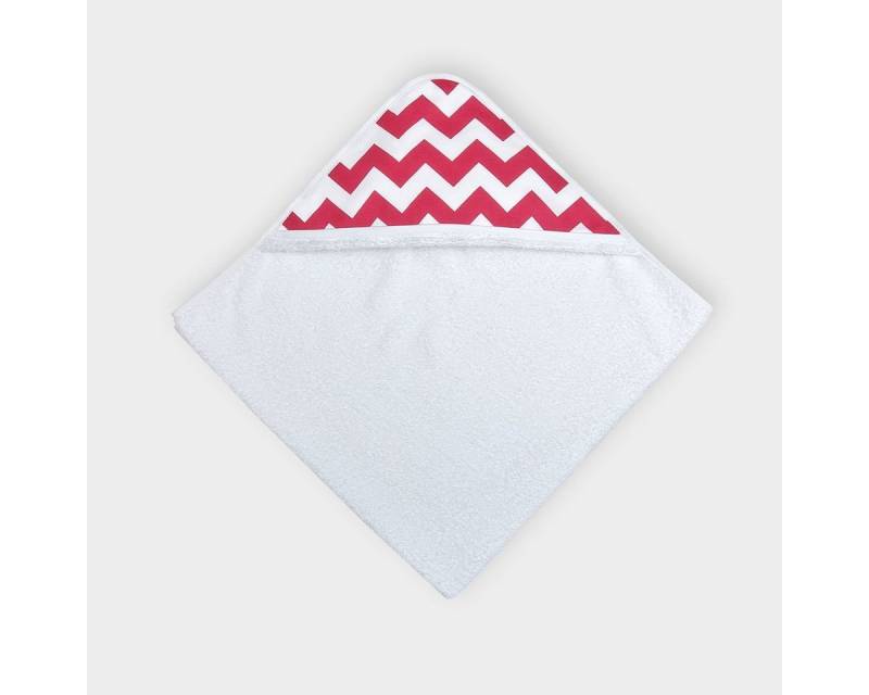 KraftKids Kapuzenhandtuch Chevron magenta, 100% Baumwolle, extra dickes und weiches Frottee, eingefasst mit Schrägband von KraftKids