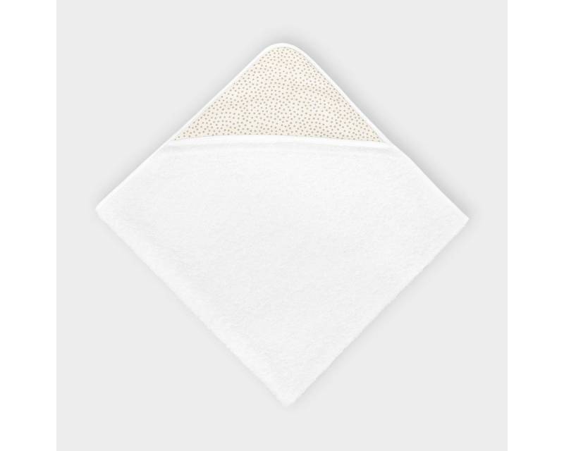 KraftKids Kapuzenhandtuch graue unregelmäßige Punkte auf Weiß, 100% Baumwolle, extra dickes und weiches Frottee, eingefasst mit Schrägband von KraftKids