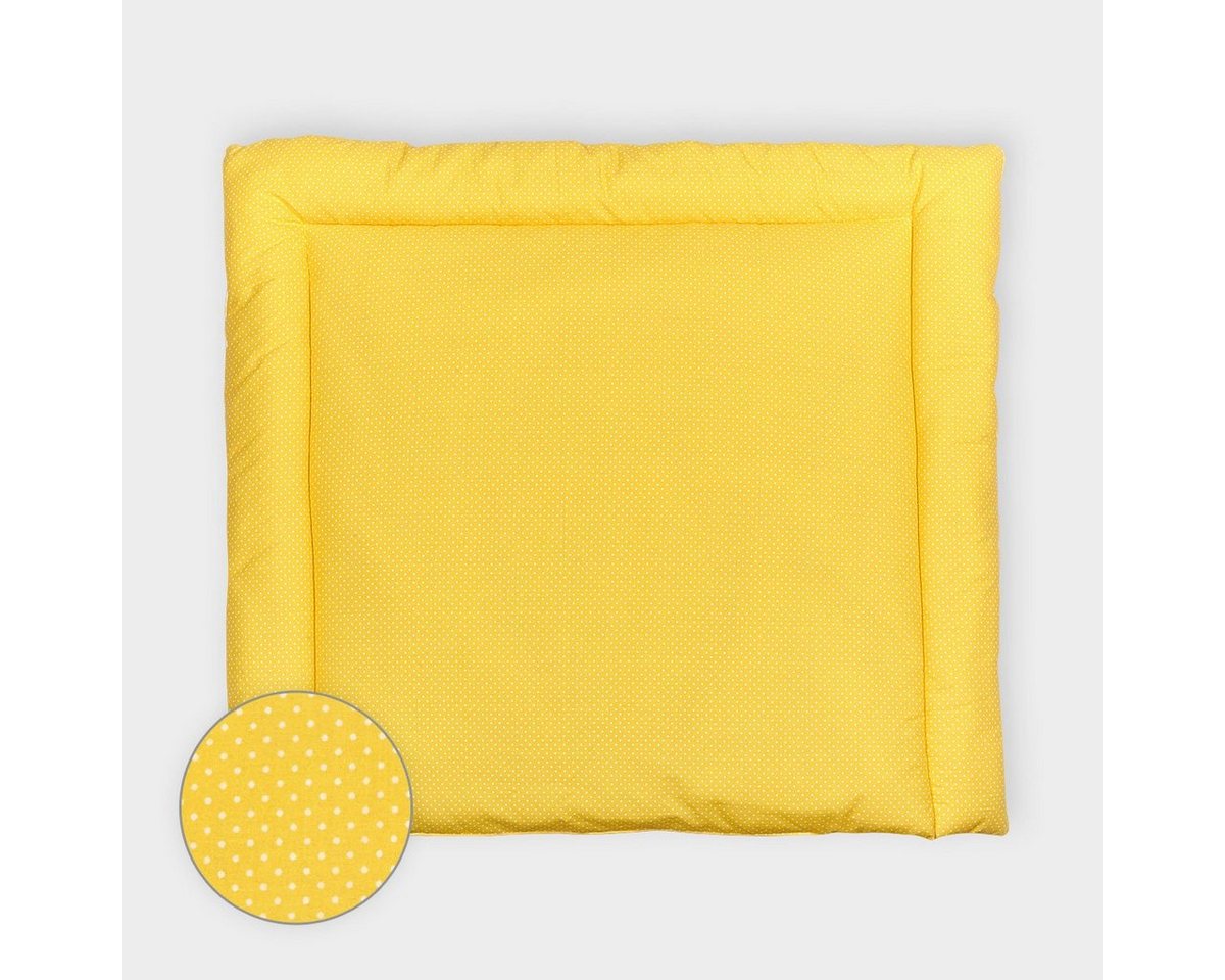KraftKids Wickelauflage weiße Punkte auf Gelb, extra Weich (500 g/qm), mit antiallergenem Vlies gefüllt von KraftKids