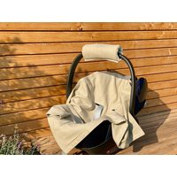 Kraftkids Babydecke Für Babyschale Sommer Decke Passend Maxi Cosi, Römer U.a. Weich 100% Baumwolle Leinen Natur Braun | Mehrere Varian von KraftKidsShop