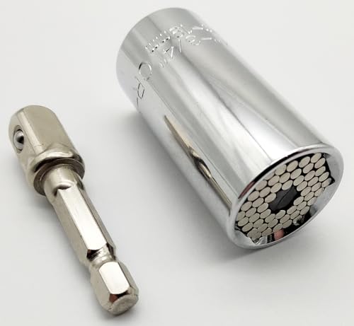 Universal Nuss Steckschlüssel 1/2" / 7-19mm oder 3/8" / 11-32 mm + HEX Adapter für Akkuschrauber/Ratsche/Bit Schraubendreher (3/8" / 7-19mm) von Kraftfeld