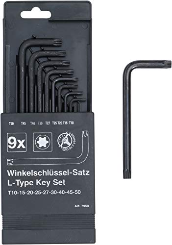 BGS Diy 7959 | Winkelschlüssel-Satz | T-Profil (für Torx) T10 - T50 | 9-tlg. von BGS Do it yourself