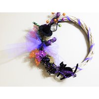 Halloween, Halloweenkranz, Spinnen, Schwarze Katze, Hexenhut, Dekoration, #5086 von KraftyKonnections