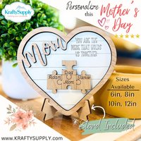 Muttertag Puzzle Herz Plakette | Familien Namensschild Personalisierte Muttertagsgeschenk Jubiläum, Geburtstag, Weihnachten, Valentinstag von KraftySupplyCo