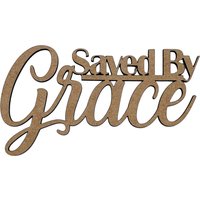 Saved By Grace | Inspirierend Holzausschnitt Wort Verbundenes Wood Word Kranz Dekor Wanddeko Wohndeko von KraftySupplyCo