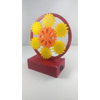 8" Living Gear Schreibtisch Kunst - 3D Gedruckt Motorisierte Zahnräder Rot/Gelb/Orange von Kraken3D