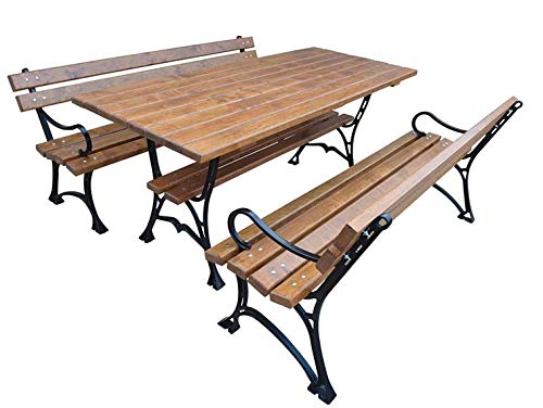 Krakwood Gartenmöbel, Tisch plus zwei Bänke, Verkauf von Krakwood