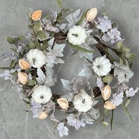 Herbstkranz Künstlich - Türkranz Outdoor 55 cm Mit Kürbis & Calla Formbar Wetterfest Herbstliche Haustürdeko Deko Herbst von Kranzshopping