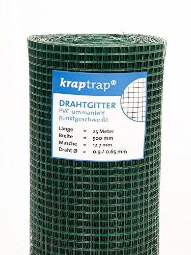 KrapTrap® Volierendraht grün Drahtgitter I Käfigdraht Schweißgitter (50cm x 25m) von KrapTrap