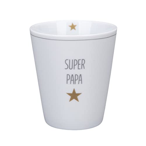 Krasilnikoff - Becher, Kaffeebecher, Mug - Super Papa - Porzellan - weiß - (ØxH) 9 x 10 cm von Krasilnikoff