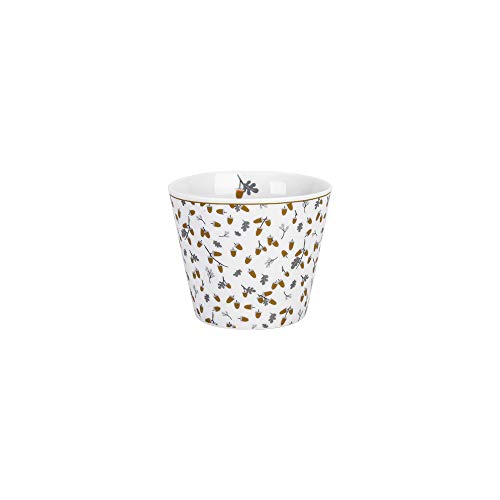 Krasilnikoff - Becher, Tasse - Happy Cup - Golden Acorn - weiß, grau - ca. 400 ml - Höhe: 9 cm von Krasilnikoff