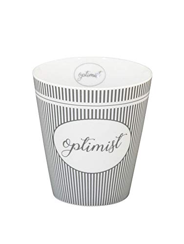 Krasilnikoff - Becher, Tasse - Happy Mugs - Optimist - ca. 330 ml - Höhe: 10 cm - weiß/grau von Krasilnikoff