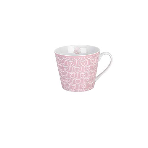 Krasilnikoff - Becher, Tasse mit Henkel - Happy Cup - Blossom - rosa, weiß - ca. 400 ml - Höhe: 9 cm von Krasilnikoff