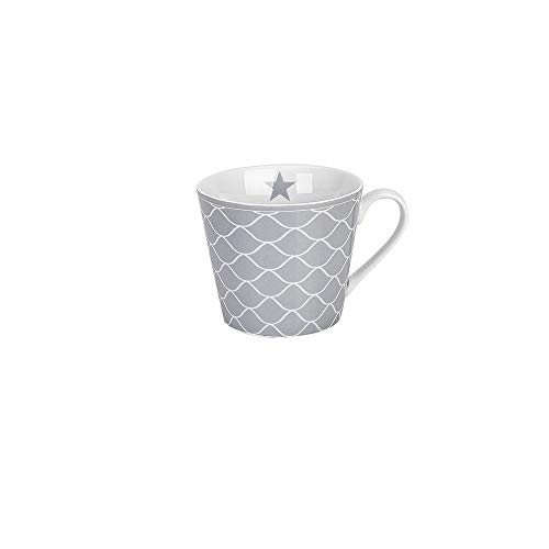 Krasilnikoff - Becher, Tasse mit Henkel - Happy Cup - Mermaid - weiß, grau - ca. 400 ml - Höhe: 9 cm von Krasilnikoff