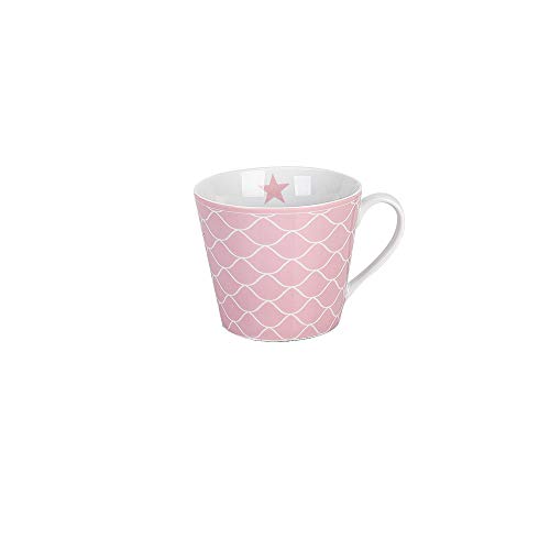 Krasilnikoff - Becher, Tasse mit Henkel - Happy Cup - Mermaid - rosa, weiß - ca. 400 ml - Höhe: 9 cm von Krasilnikoff