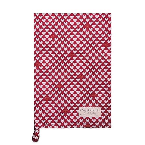 Krasilnikoff - Geschirrtuch - KW6257E - Happy Hearts, Red- Herzen 50 x 70 cm, 100% Baumwolle0 von Krasilnikoff