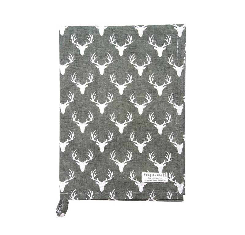 Krasilnikoff Geschirrtuch Krasilnikoff Geschirrtuch Deer Head Baumwolle 50x70 cm Landhausstil, (1 Geschirrtuch), 100 % Baumwolle,Pflegeleicht: maschinenwaschbar von Krasilnikoff