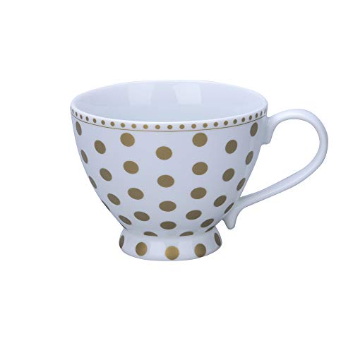 Krasilnikoff - Happy Chic Cup - Gold Dots - Porzellan - Höhe: 9,3 cm - 450 ml von Krasilnikoff