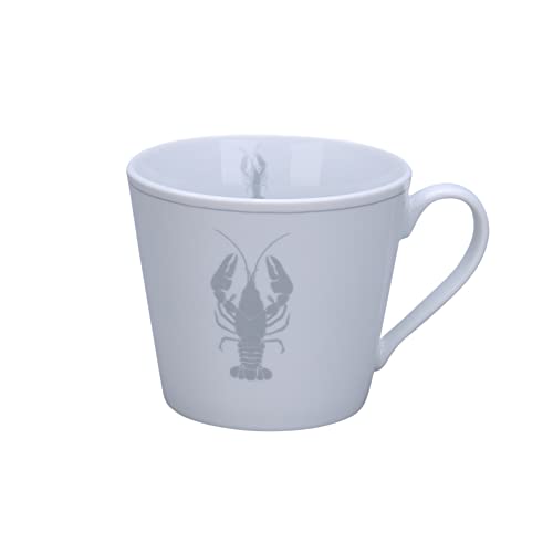 Krasilnikoff - Becher, Tasse mit Henkel - Happy Cup - Hummer, Lobster - weiß, grau - ca. 400 ml - Höhe: 9 cm von Krasilnikoff