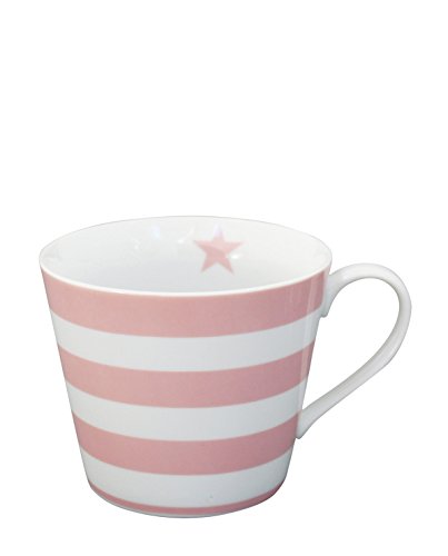Krasilnikoff - Happy Cup - Henkelbecher - Kaffeetasse - Tasse - Streifen in pink Höhe 9 cm Ø 10 cm von Krasilnikoff
