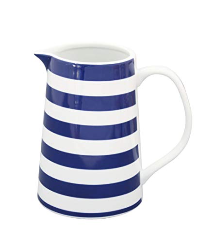 Krasilnikoff Kanne Krug Karaffe Saftkrug Stripes Blau Bleu Jug Dunkelblau 800ml 15 cm JU262 von Krasilnikoff