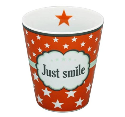 Krasilnikoff Porzellan Kaffeebecher MUG JUST SMILE Sterne orange Kaffeetasse Teebecher von Krasilnikoff