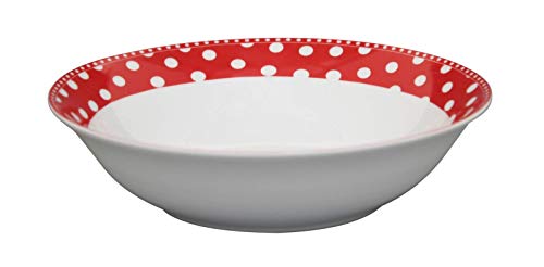 Krasilnikoff - Salatschüssel - Schüssel - Dessertschüssel - rot mit weißen Punkten - Ø 23 cm von Krasilnikoff