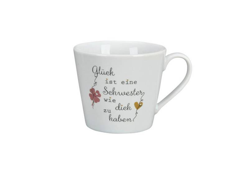 Krasilnikoff Tasse Happy Cup Glück ist eine Schwester wie dich zu haben, Porzellan von Krasilnikoff