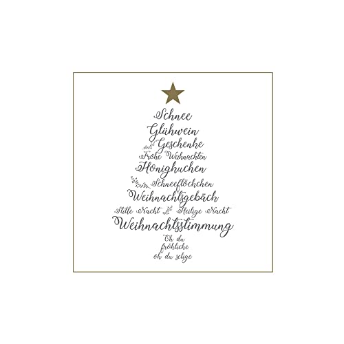 Serviette Servietten 18 Stck. Weihnachtsservietten "CHRISTMAS WORDS" Papierserviette 33x33cm SER598 von Krasilnikoff