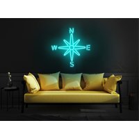 Kompass Rose Neon Schild, Kompass Led Wanddekor, Kompass Wandkunst, Neon Schild Wanddekor von KrasnoStore