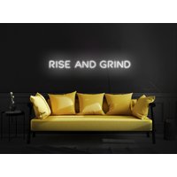 Rise & Grind Leuchtreklame, Rise Led Sign, Rise Wanddekor, Neon Sign Wall Decor, Neon Light Sign, Led Neon von KrasnoStore