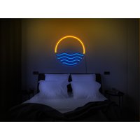 Sonnenuntergang Neonschild, Dampfwelle Neonlicht, Led-Schild, Wanddekor, Neonschild Schlafzimmer, Sonnenschein von KrasnoStore