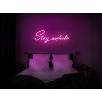 Stay Awhile Neon Schild, Stay Led Lichtschild, Stay Schild, Neon Schild Schlafzimmer, Led Lichtschild Für Wand von KrasnoStore