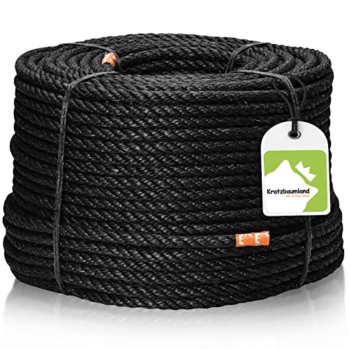 Kratzbaumland Premium-Sisalseil schwarz 8 mm, schwarzes Sisalseil für Kratzbäume (versch. Längen) (30 Meter) von Kratzbaumland