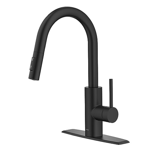 KRAUS Oletto Pull-Down Einhand-Küchenarmatur mit QuickDock Top Mount Montage in Mattschwarz KPF-2620MB von Kraus