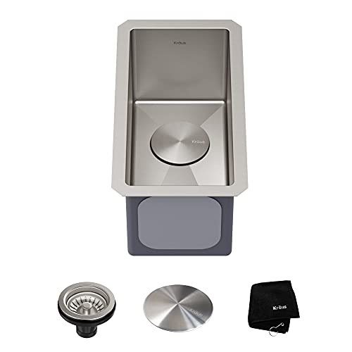 Kraus KHU101-10 Standart PRO Undermount 16 Gauge Stainless Steel Single Bowl Bar Prep Kitchen Sink, 10 Inch von Kraus