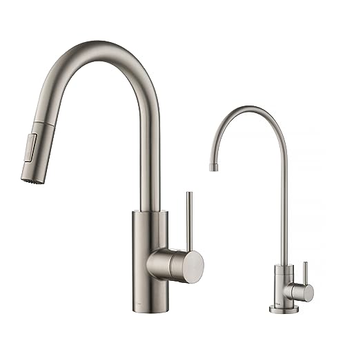 Kraus KPF-2620-FF-100SFS Oletto Pull-Down Küche Purita Wasserfilter Wasserhahn Combo, Spot Free Stainless, 16 Zoll von Kraus