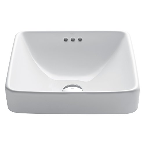 Kraus KCR-281 Elavo Bathroom Semi-Recessed Ceramic Sink, White, 16.25 von Kraus