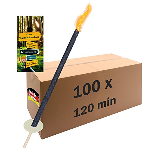 Krause & Sohn 100 St Wachsfackeln 120 Min. Brennzeit 2 Stunden Lagerfeuer Fackel Wachsfackel von Krause & Sohn