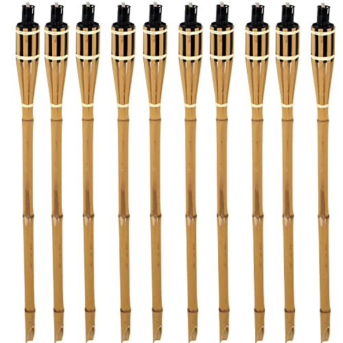 Bambusfackel Gartenfackeln mit Docht 90 cm lang Outdoor-Fackel 185 ml Füllmenge Garten-Deko Lagerfeuer-Romantik (10) von Krause & Sohn