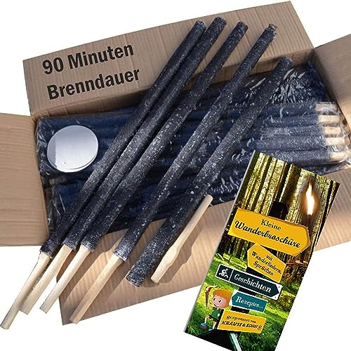 Wachsfackeln 60 cm lang Brennzeit 90 min Gartenfackeln mit Tropfschutz für die Hand Fackel Feuerfackel mit 12 cm langem Griff Fackelwanderung Outdoor Gartenparty Garten-Deko (20) von Krause & Sohn